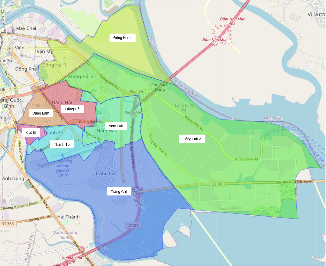 Bản đồ hành chính quận Hải An