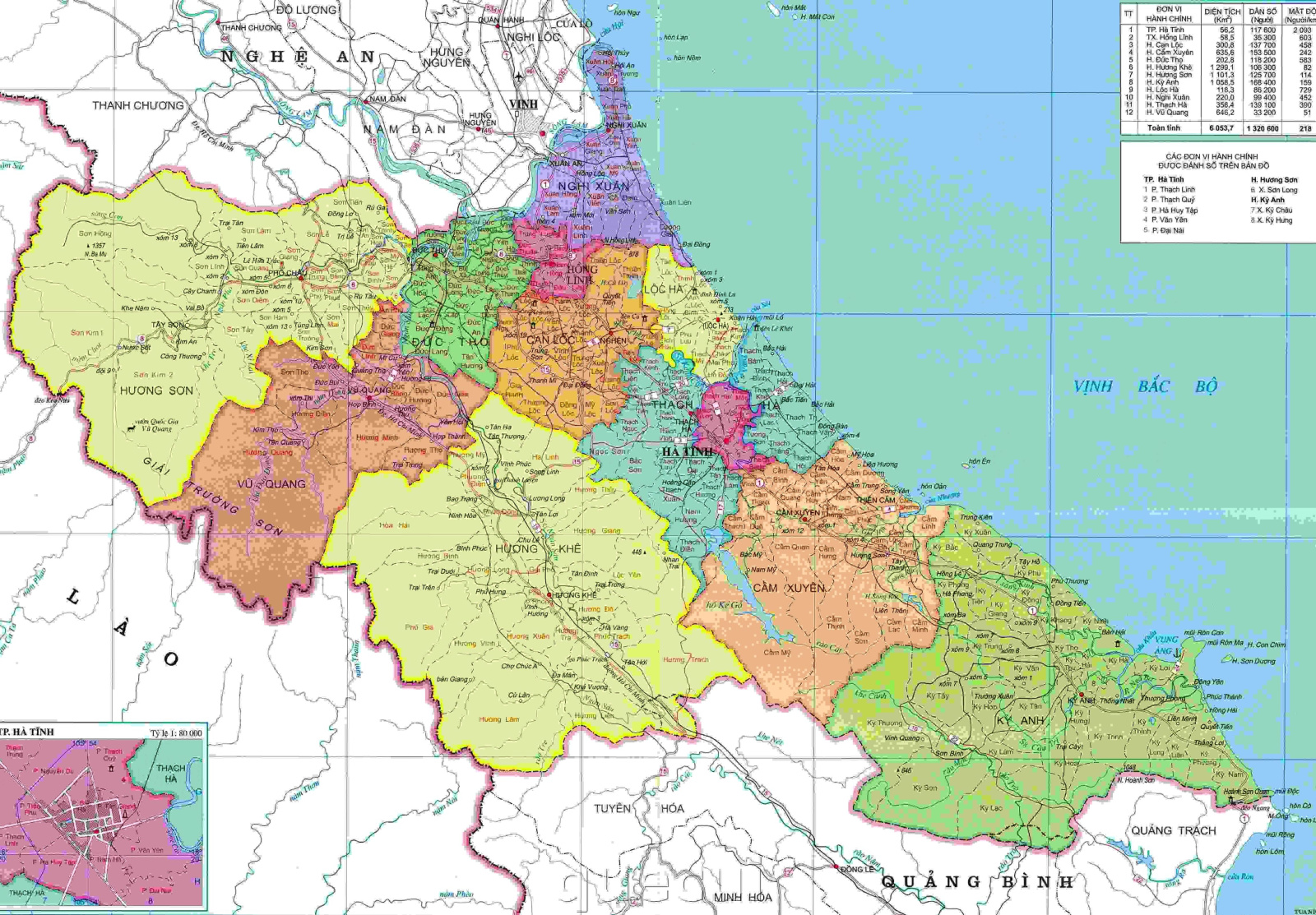 Bản đồ Hành Chính Tỉnh Hà Tĩnh Khổ Lớn 2023 | Meey Map