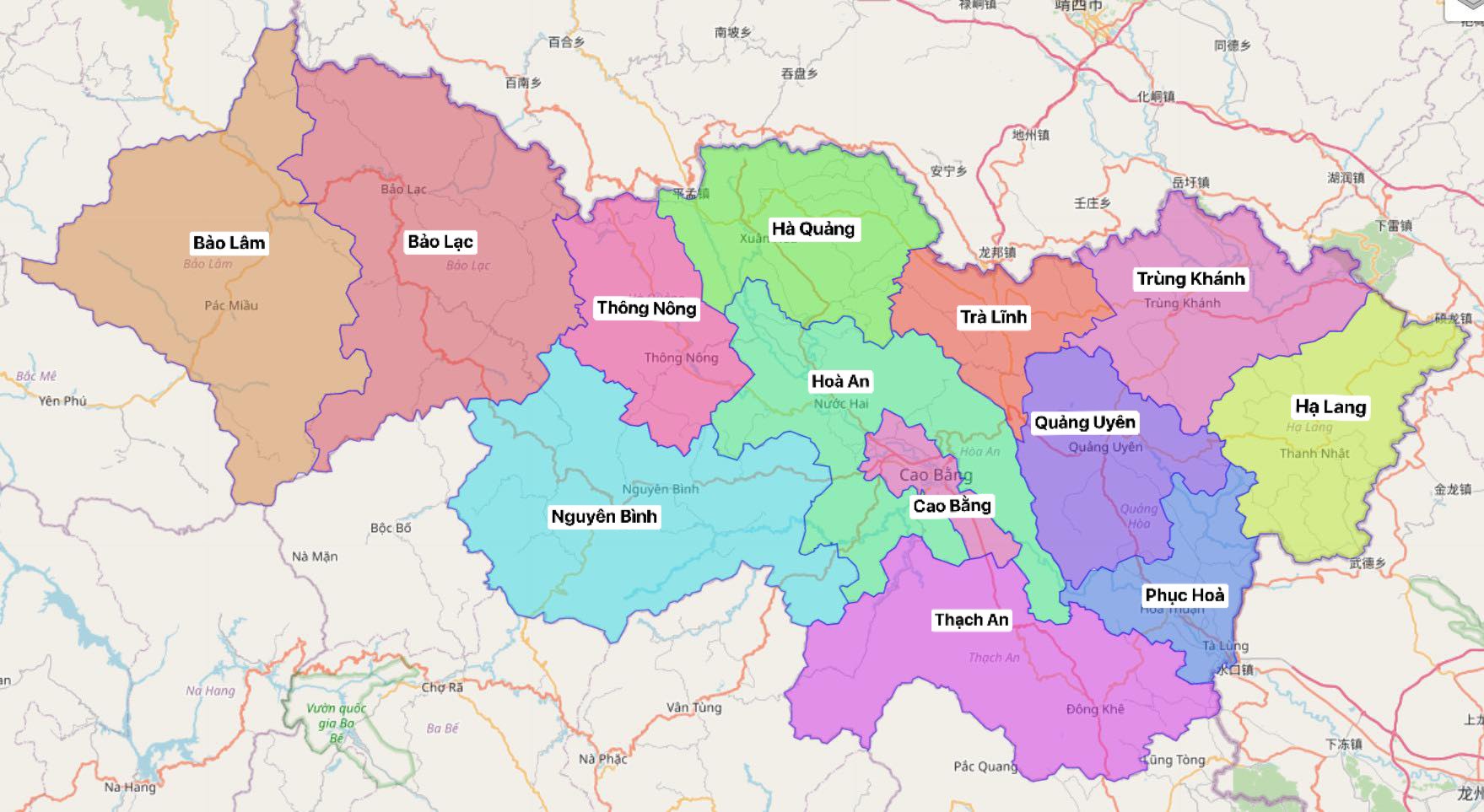 Bản đồ hành chính tỉnh Cao Bằng