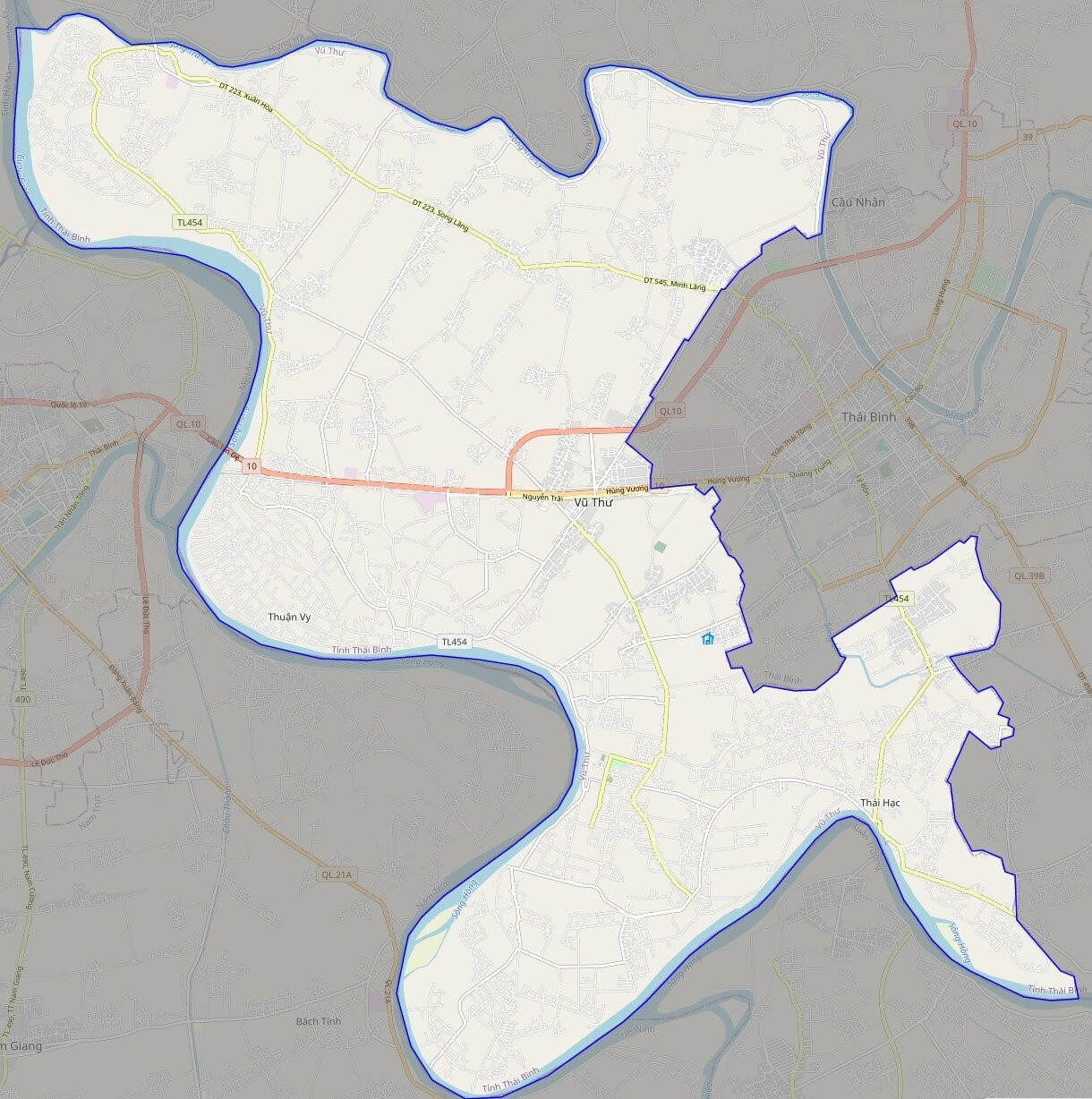 Bản đồ giao thông huyện Vũ Thư