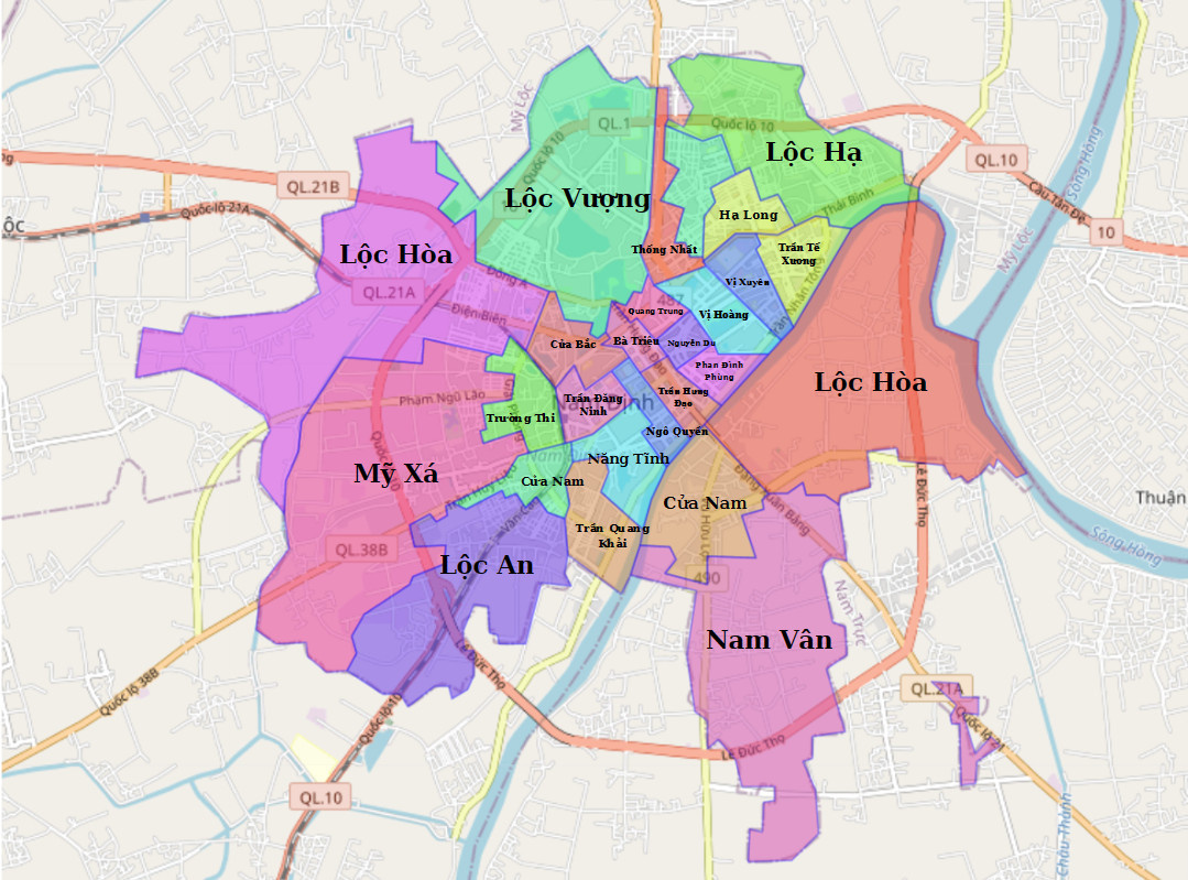 bản đồ hành chính thành phố nam định