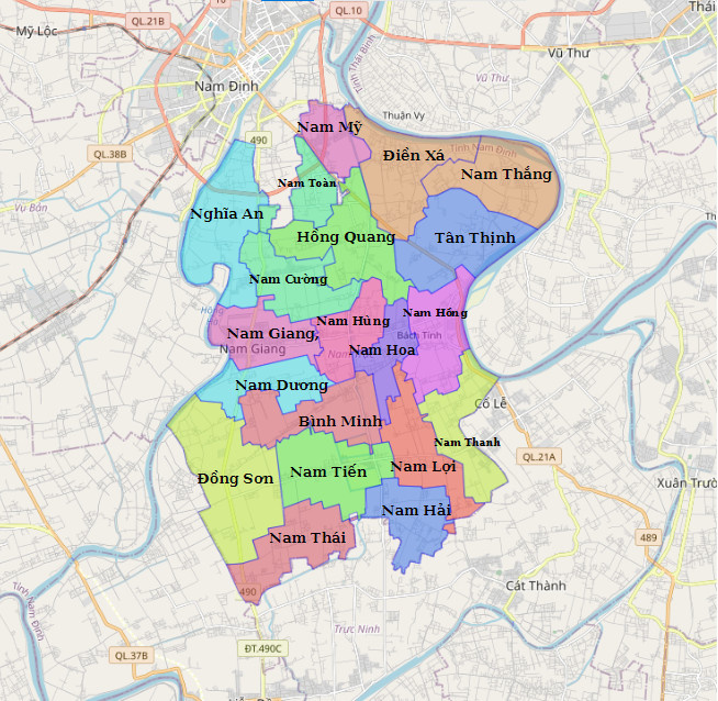 bản đồ hành chính huyện nam trực