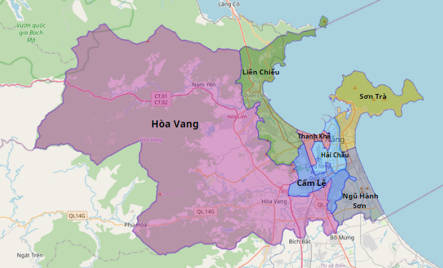 Administrative map of Da Nang City