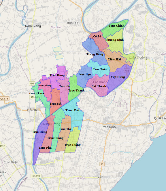 Bản đồ hành chính huyện Trực Ninh