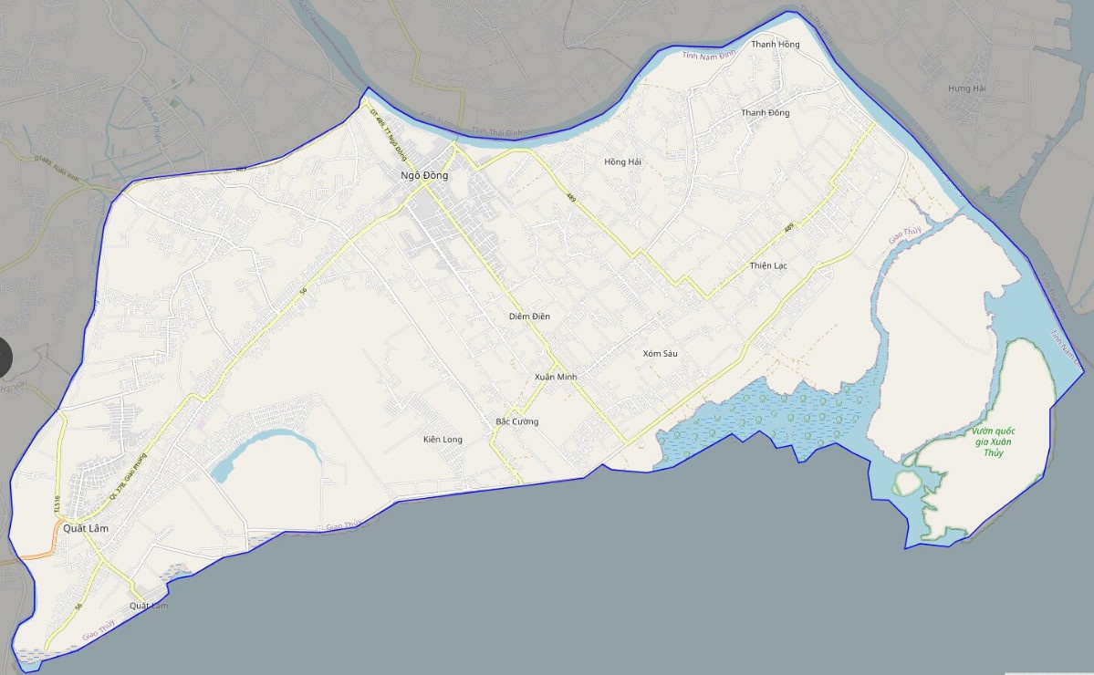 Bản đồ giao thông huyện Giao Thủy