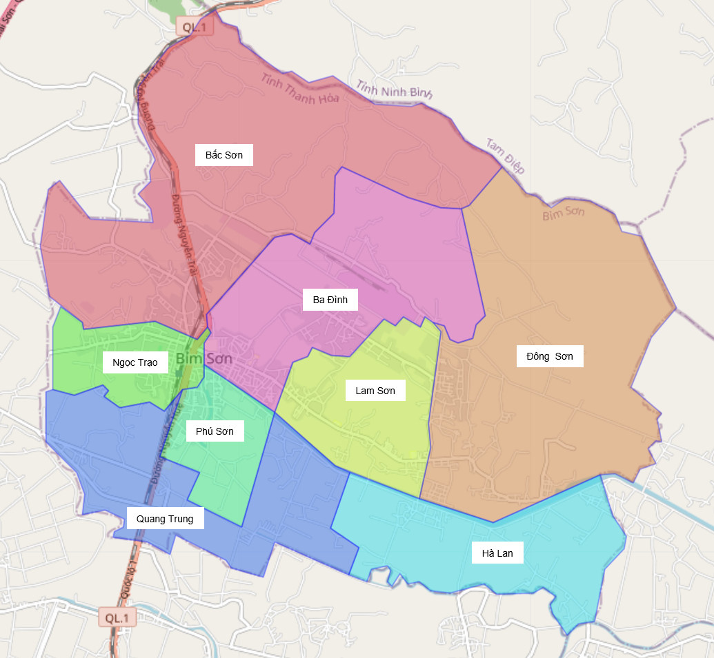 Bản đồ hành chính thị xã Bỉm Sơn