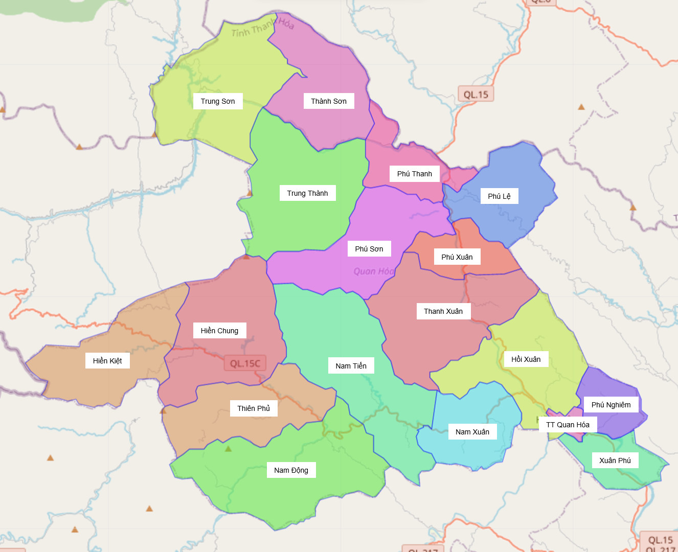 Bản đồ hành chính huyện Quan Hoa
