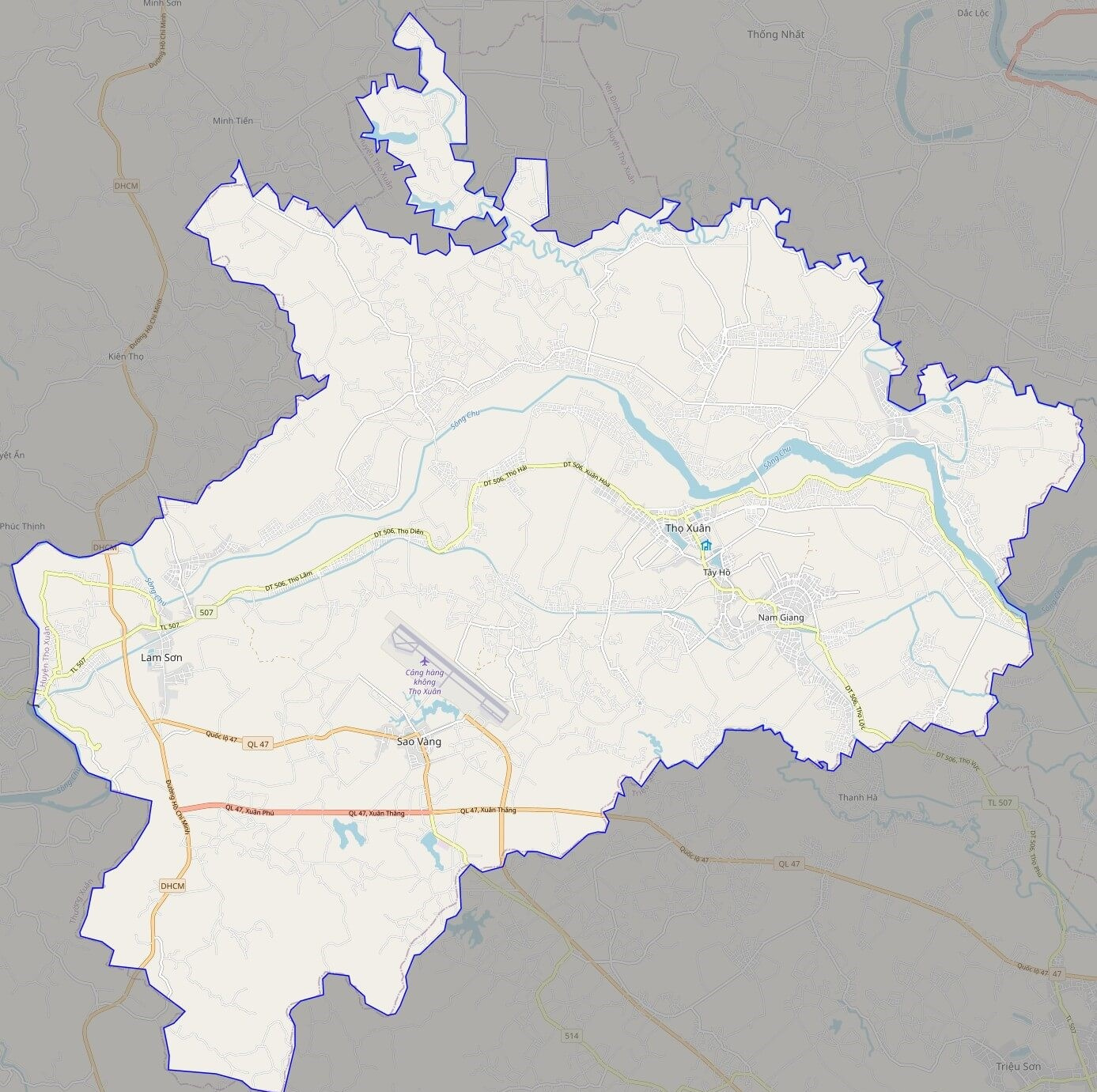 Bản đồ giao thông huyện Thọ Xuân