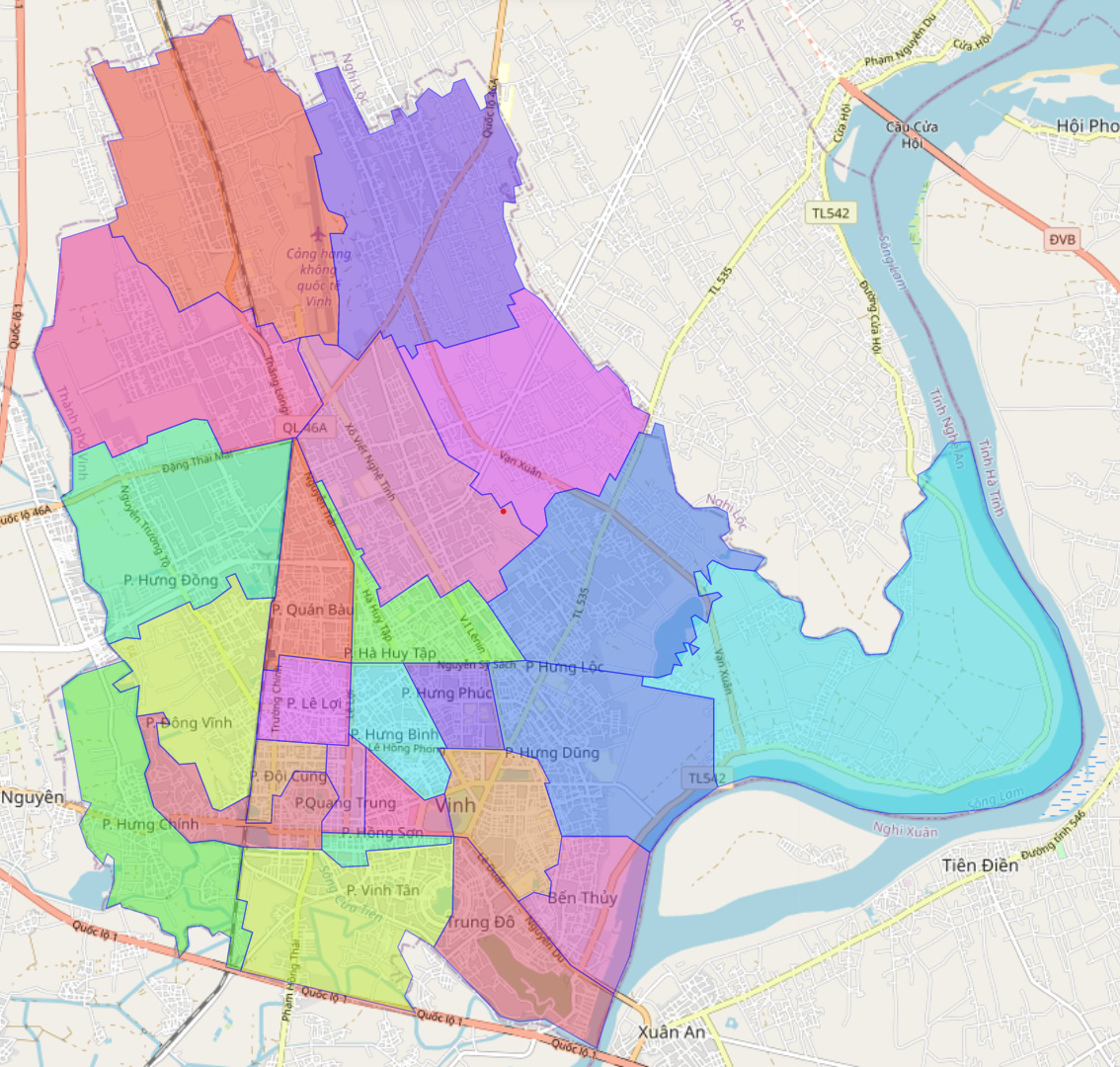 Bản đồ hành chính thành phố Vinh