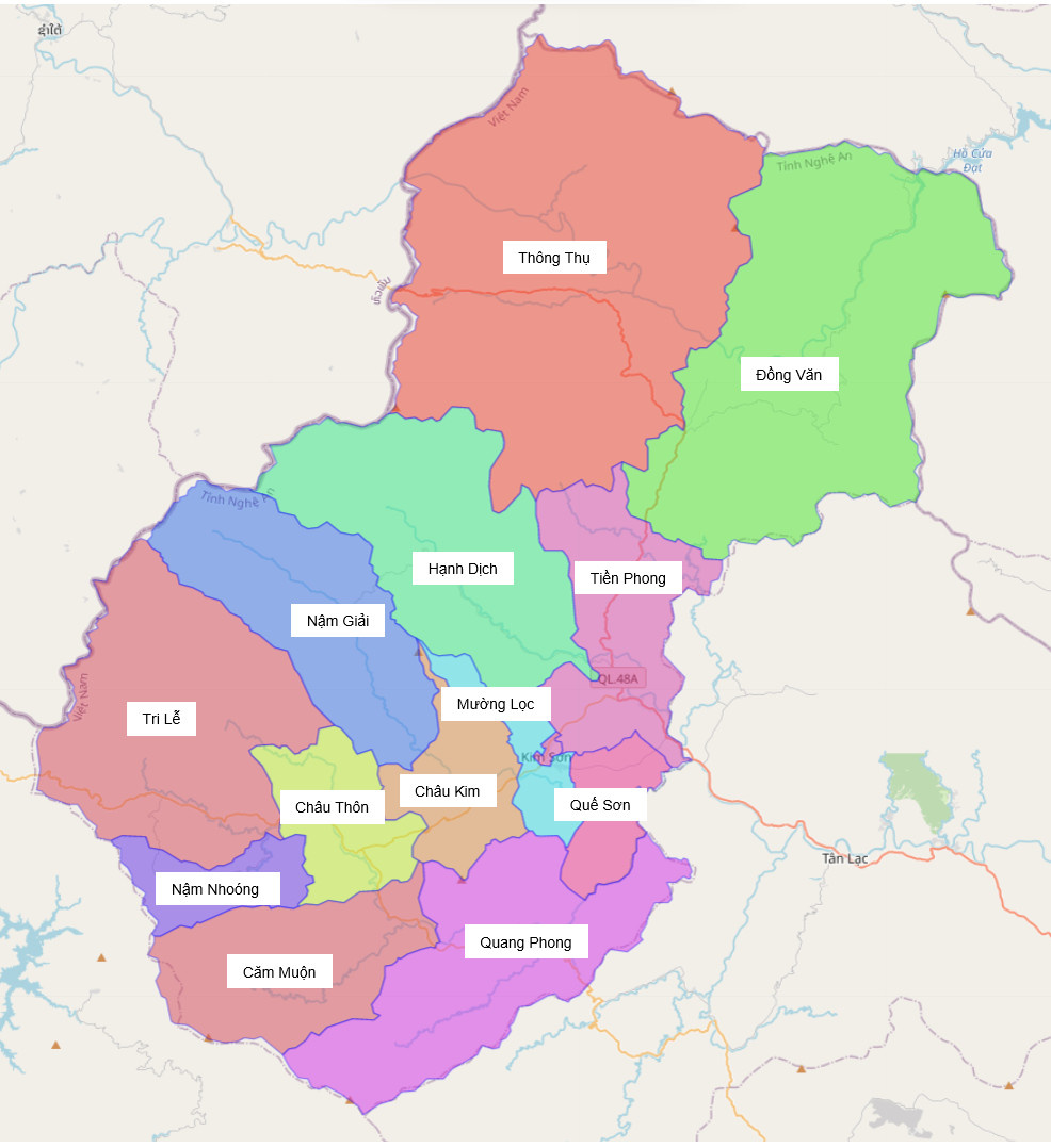 Bản đồ hành chính huyện Quế Phong