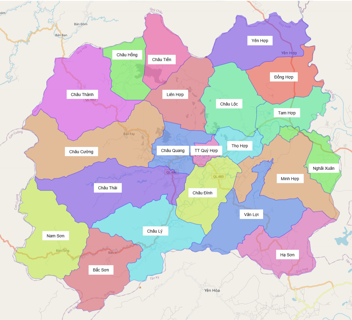 Bản đồ hành chính huyện Quỳ Hợp