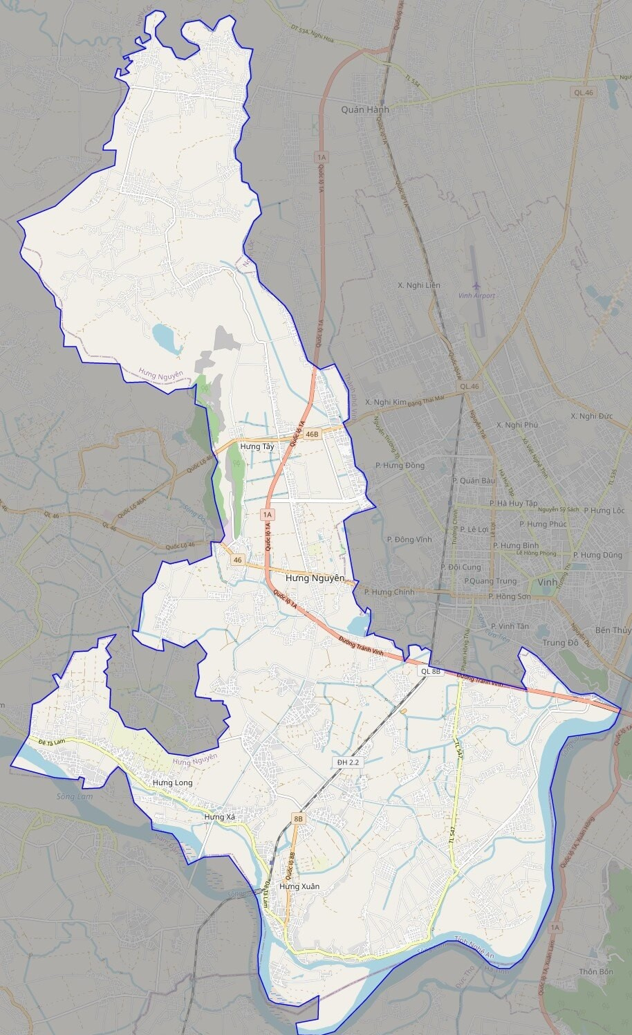 Bản đồ giao thông huyện Hưng Nguyên