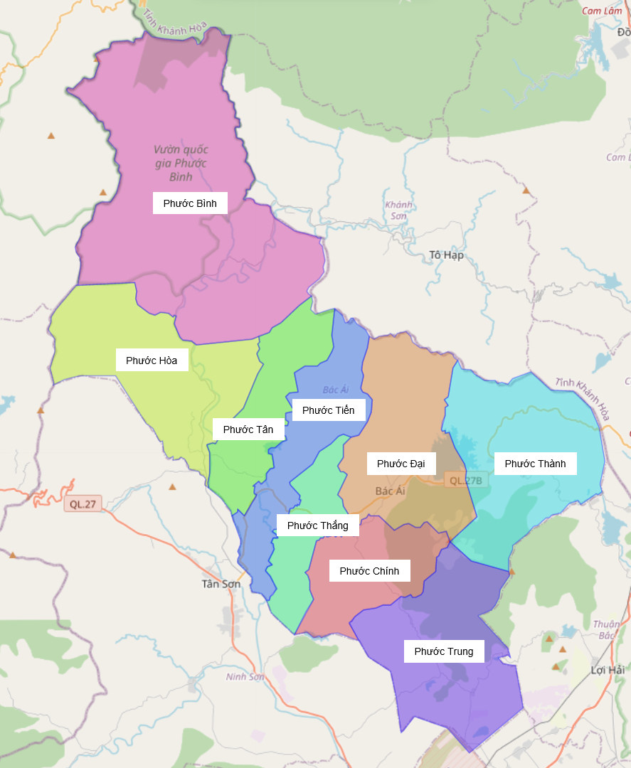 Bản đồ hành chính huyện Bác Ái