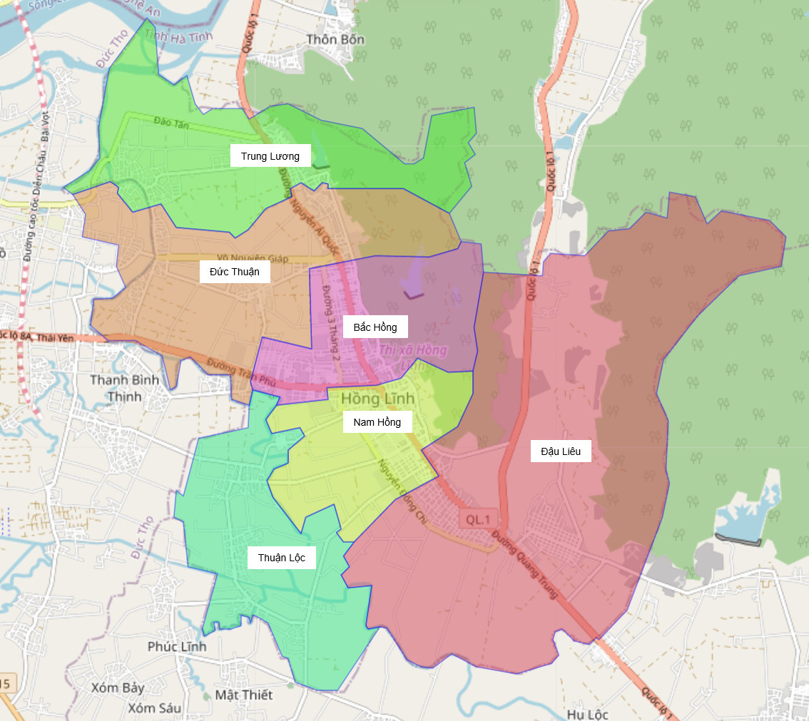 Bản đồ hành chính thị xã Hồng Lĩnh