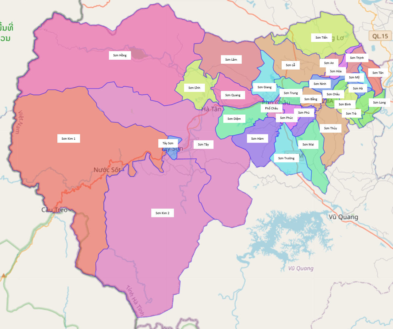 Bản đồ hành chính huyện Hương Sơn