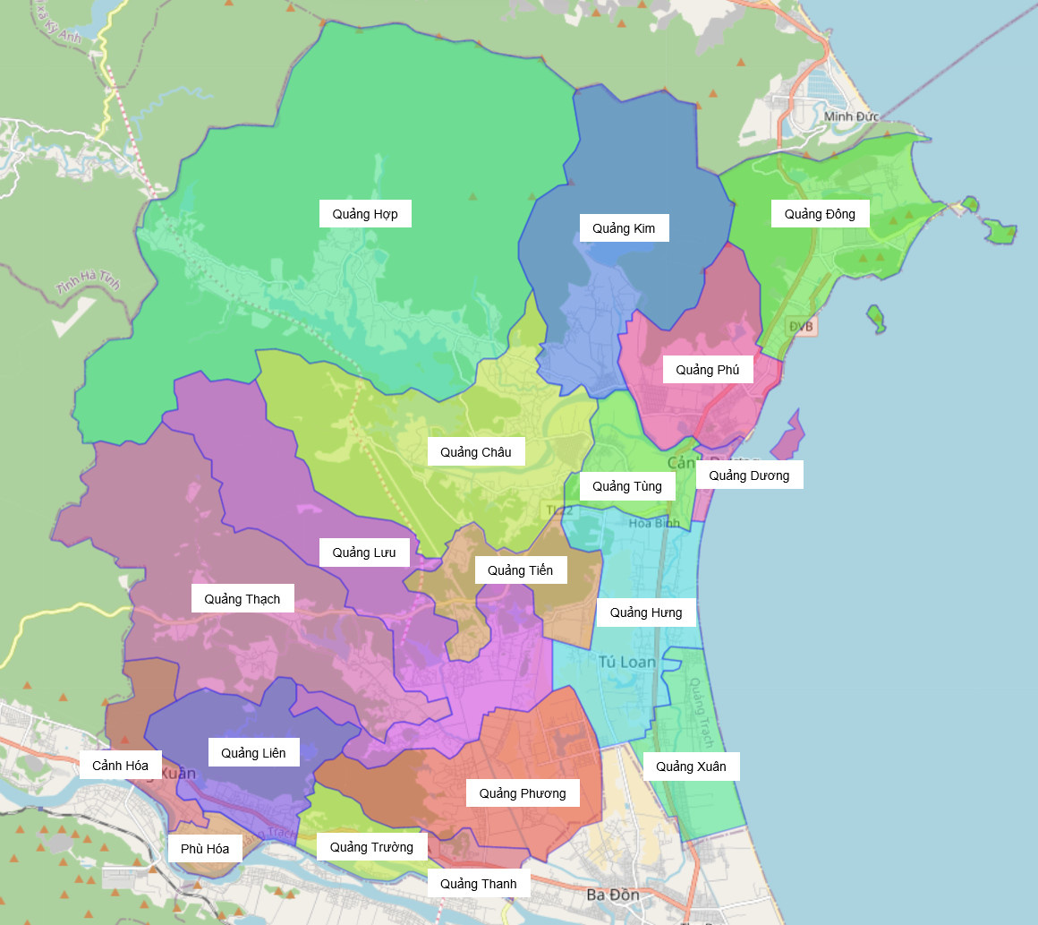 Bản đồ hành chính huyện Quảng Trạch