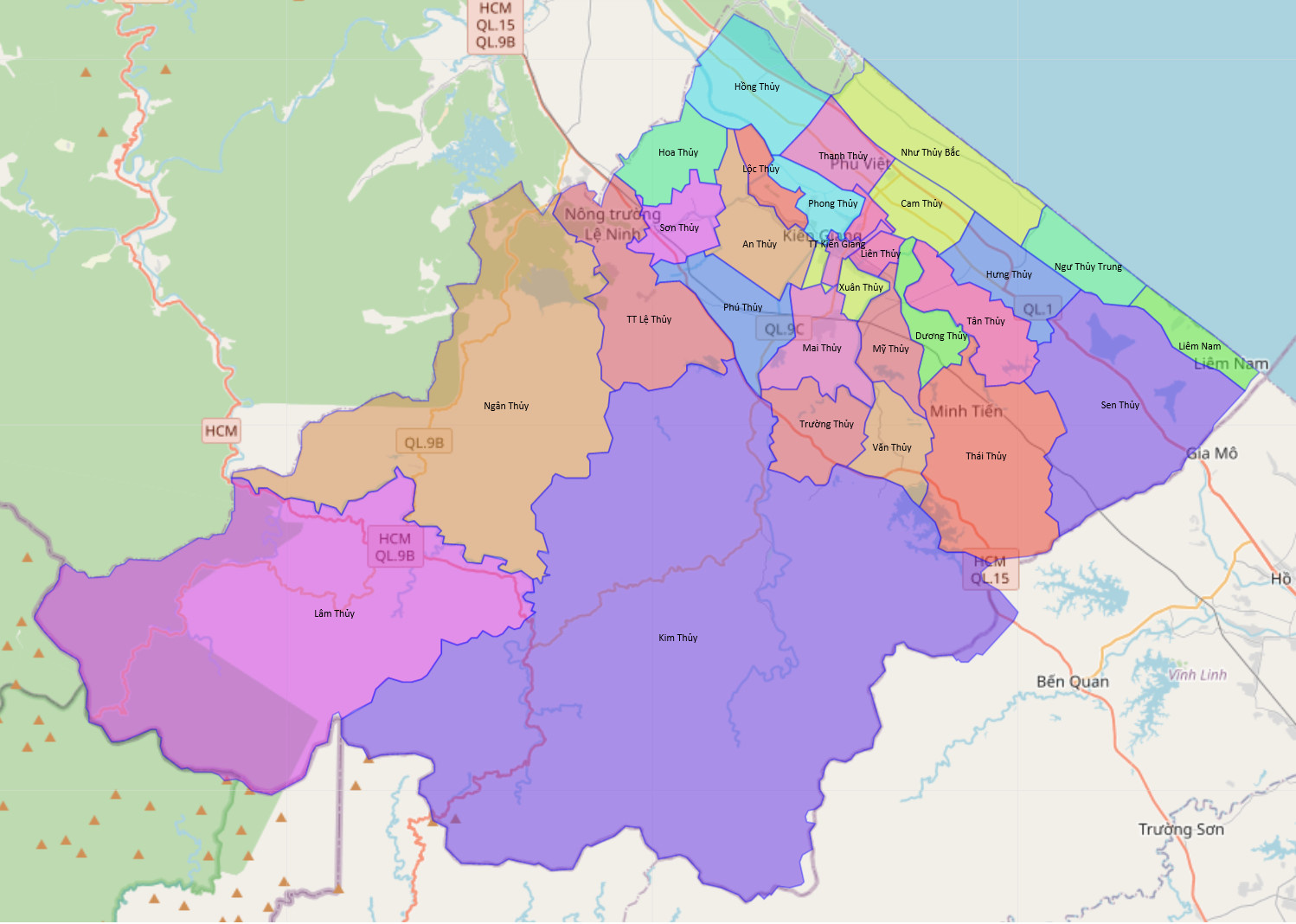 Bản đồ hành chính huyện Lệ Thủy