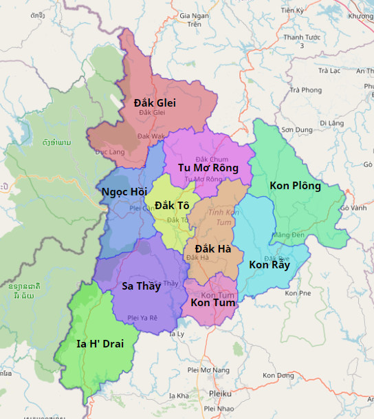 Bản đồ hành chính Tỉnh Kon Tum