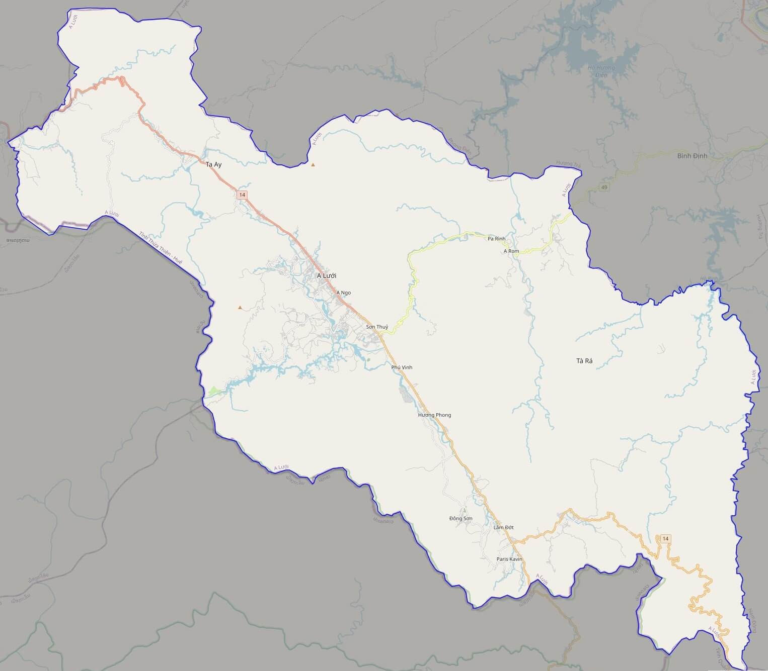 Bản đồ giao thông huyện A Lưới