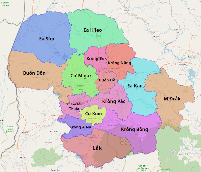 Bản đồ hành chính Tỉnh Đắk Lắk