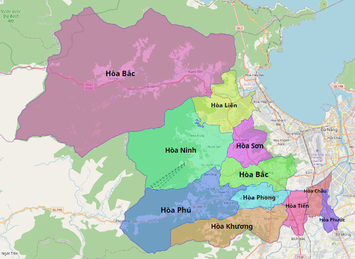 Bản đồ hành chính huyện Hòa Vang