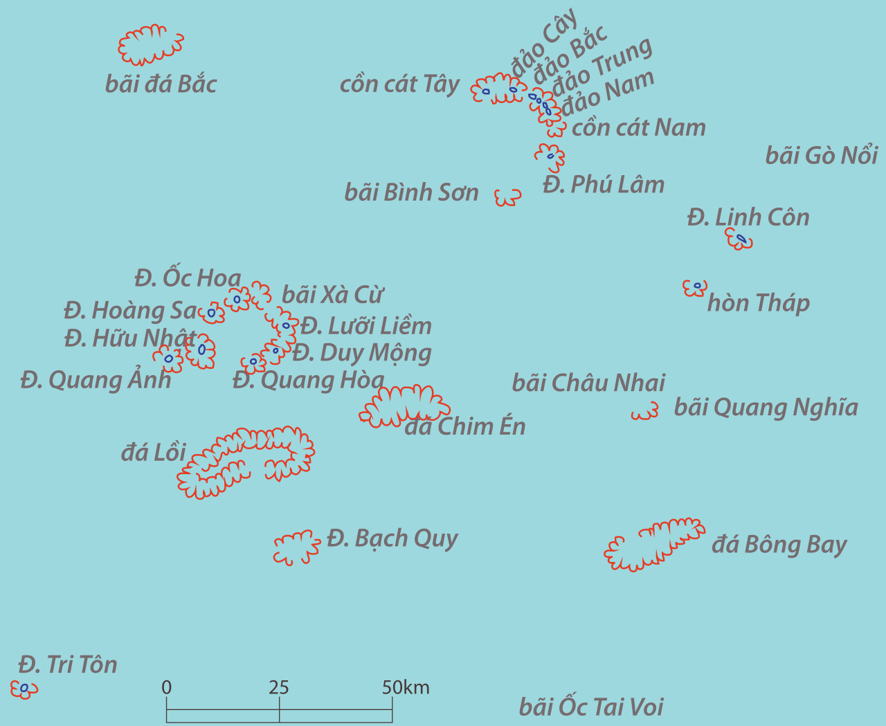 Bản đồ hành chính huyện Hoàng Sa