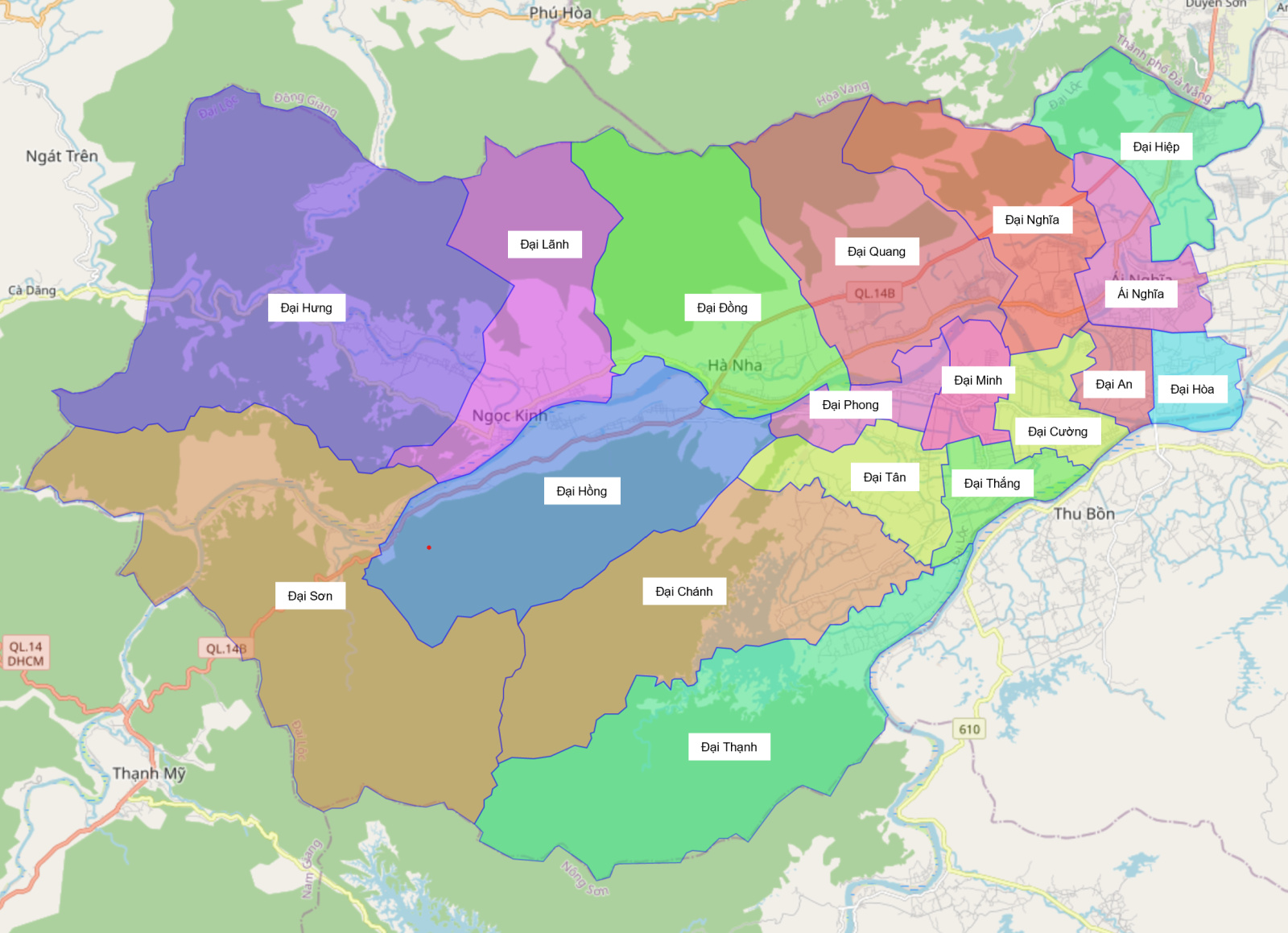  Bản đồ hành chính huyện Đại Lộc