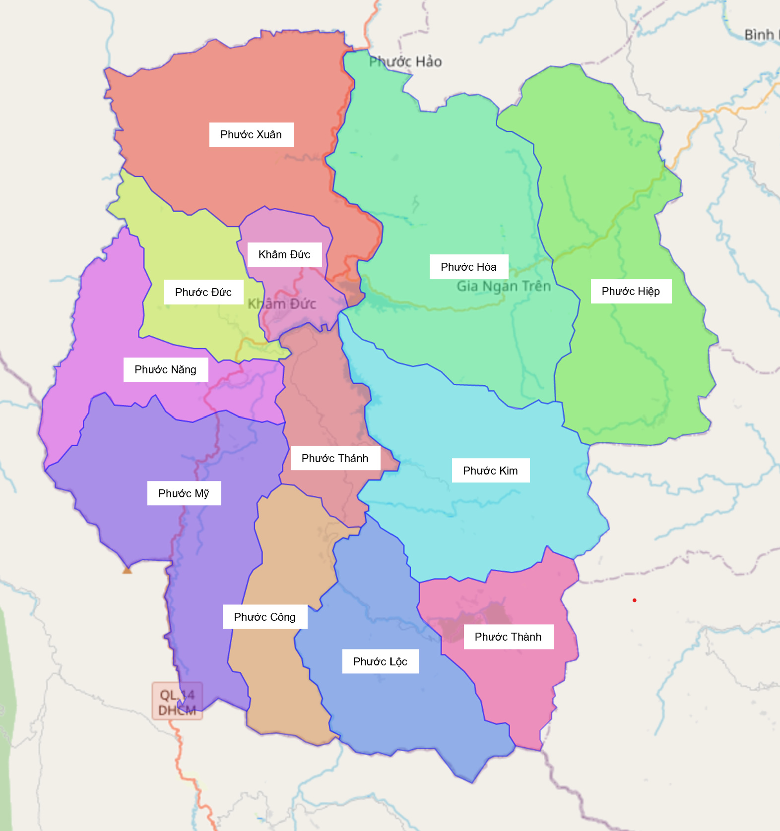 Bản đồ hành chính huyện Phước Sơn