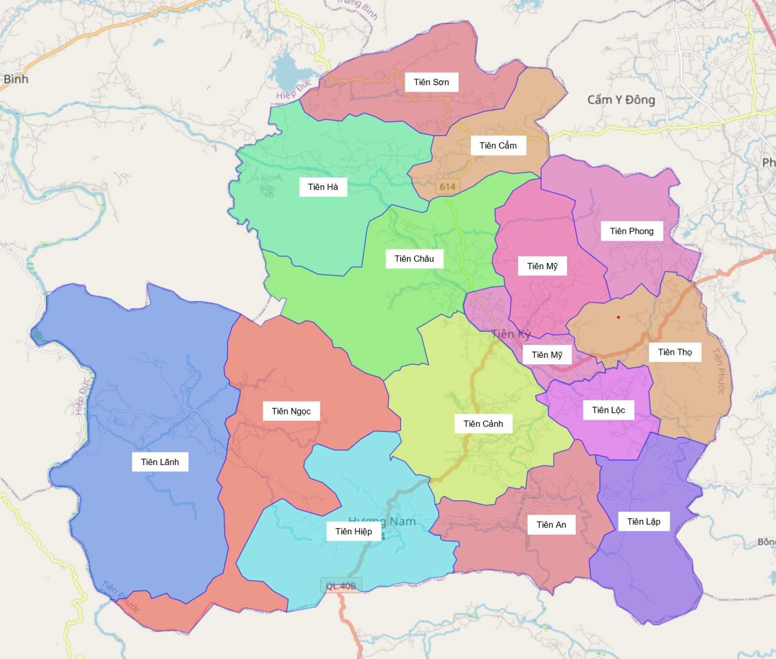 Bản đồ hành chính huyện Tiên Phước
