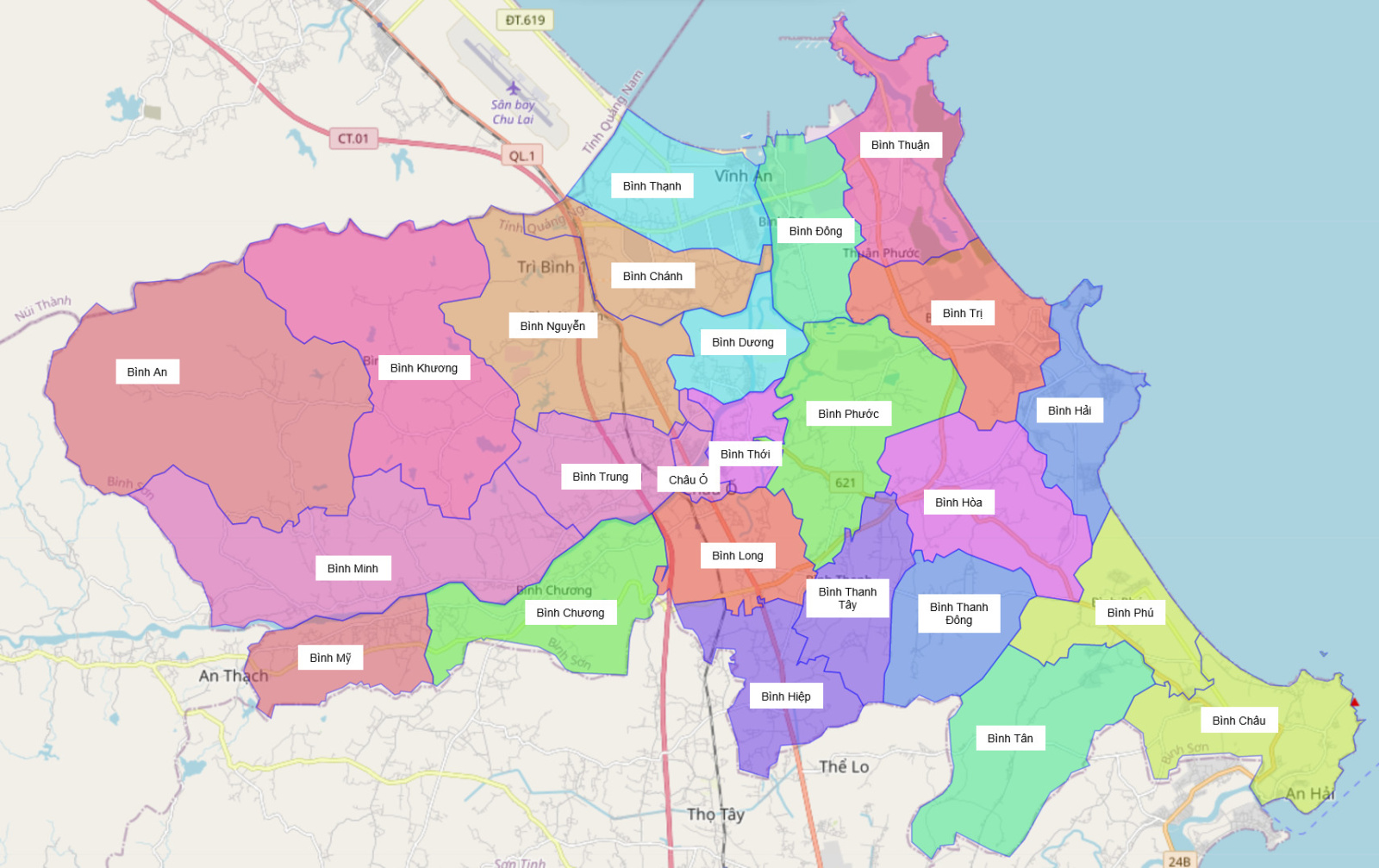 Bản đồ hành chính huyện Bình Sơn