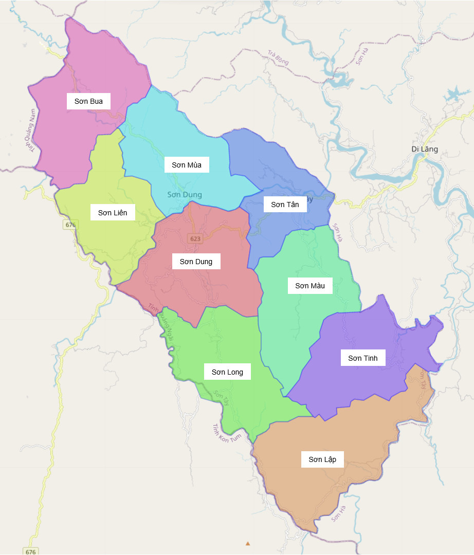 Bản đồ hành chính huyện Sơn Tây