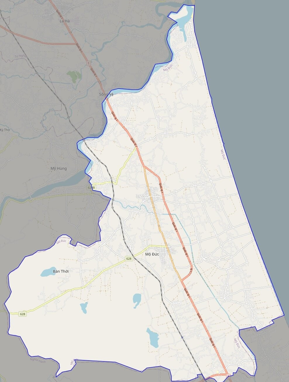 Bản đồ giao thông huyện Mộ Đức