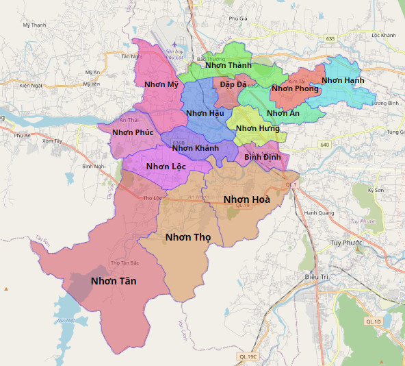 Bản đồ hành chính thị xã An Nhơn