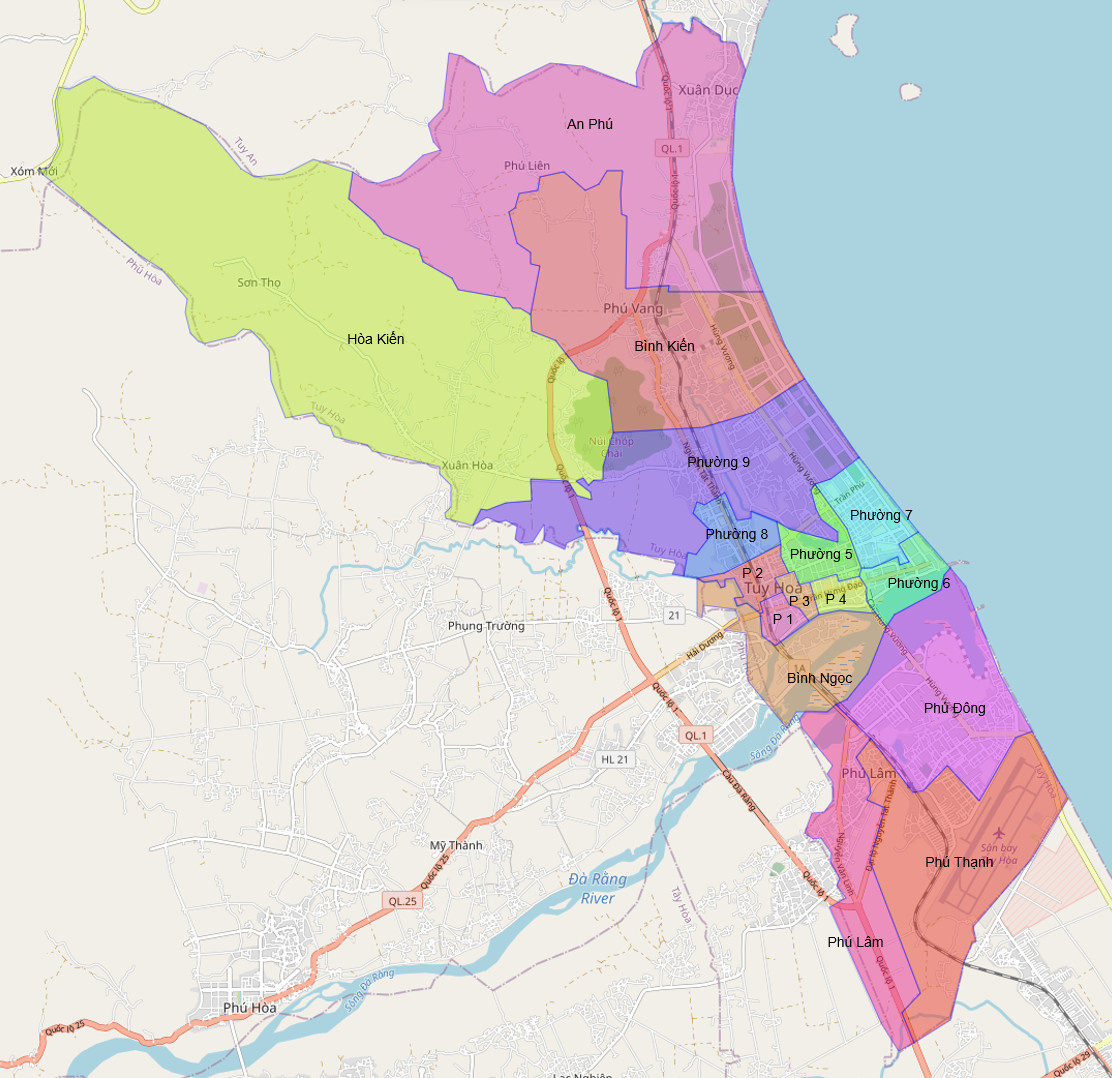 Bản đồ Thành Phố Tuy Hoà, Phú Yên | Meey Map