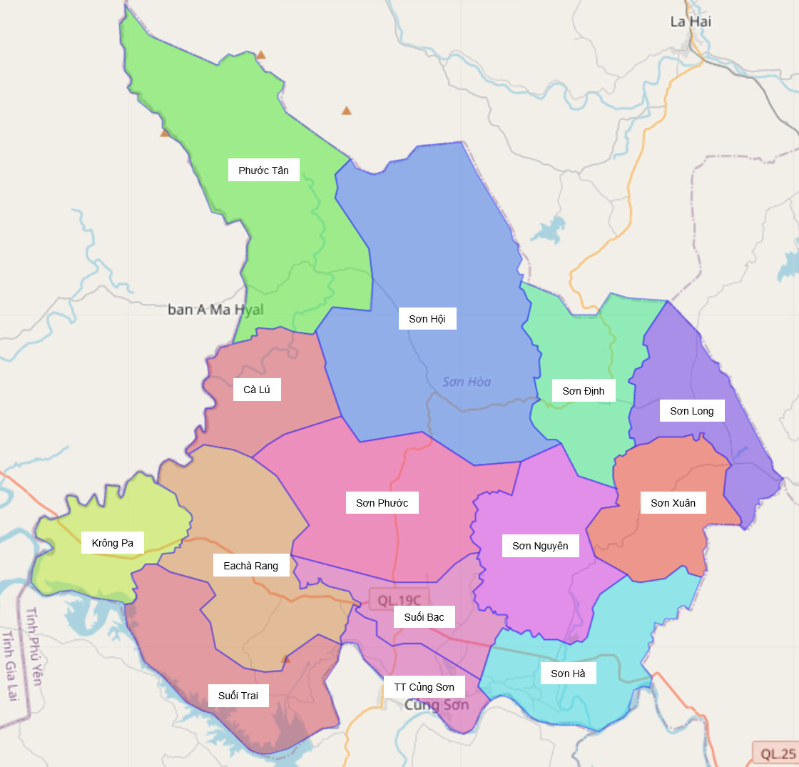 Bản đồ hành chính huyện Sơn Hòa