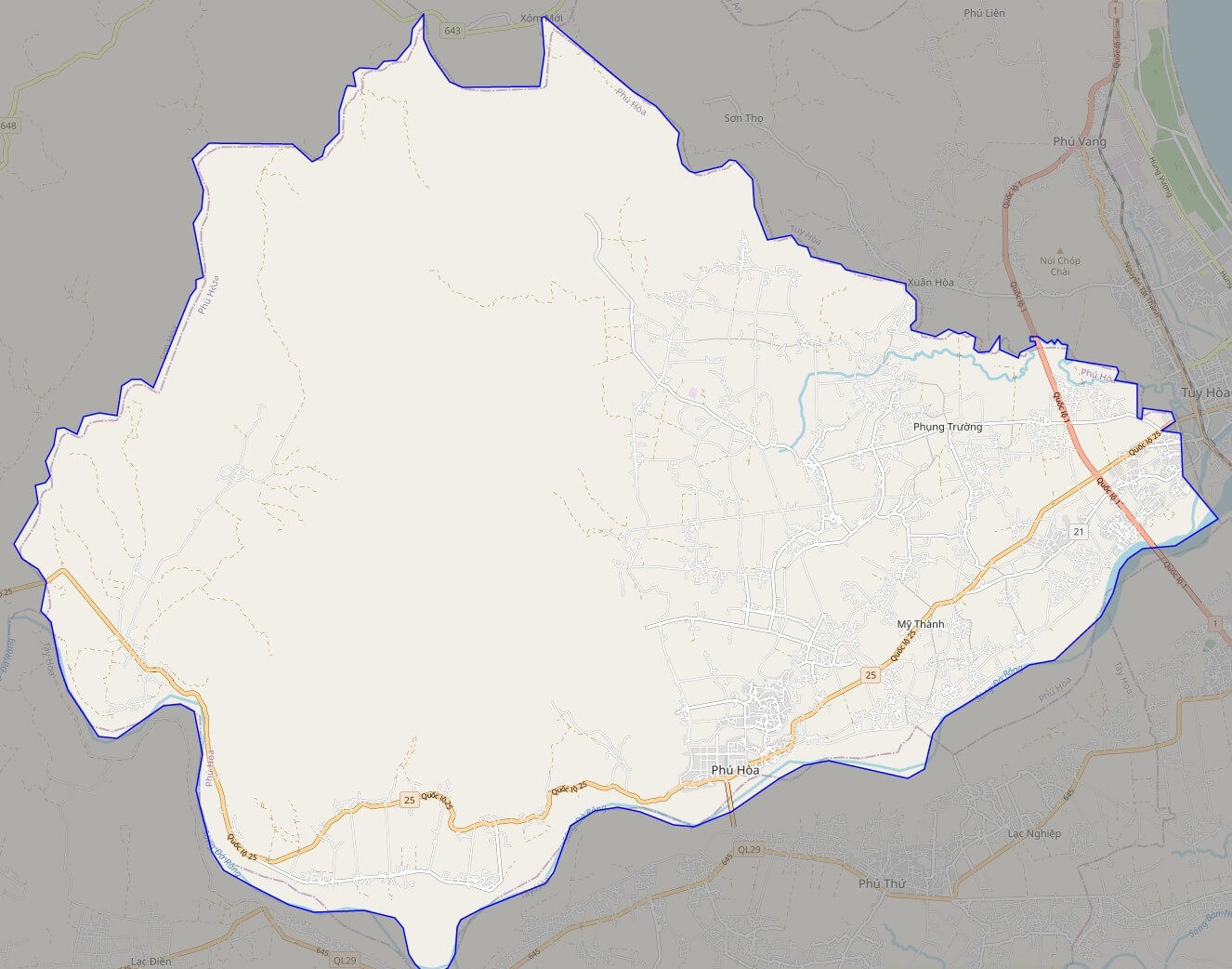 Bản đồ giao thông huyện Phú Hòa