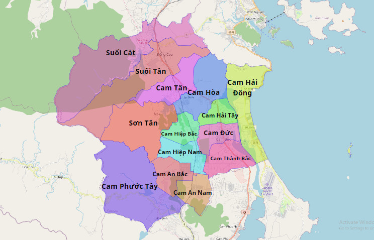 Bản đồ hành chính huyện Cam Lâm