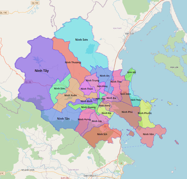 Bản đồ hành chính thị xã Ninh Hòa