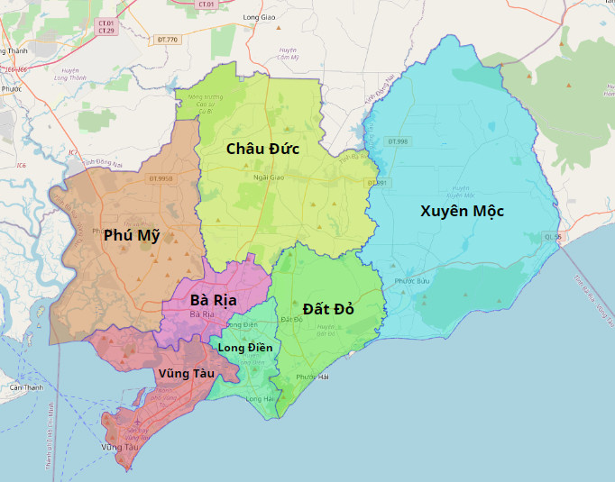 bản đồ hành chính tỉnh Bà Rịa-Vũng Tàu