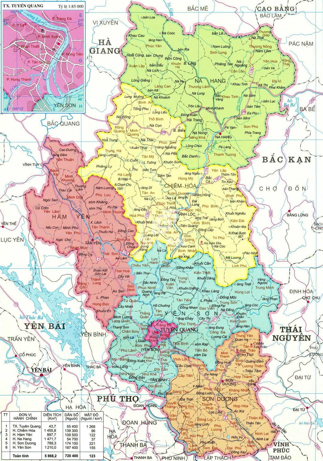 Bản đồ hành chính tỉnh Tuyên Quang