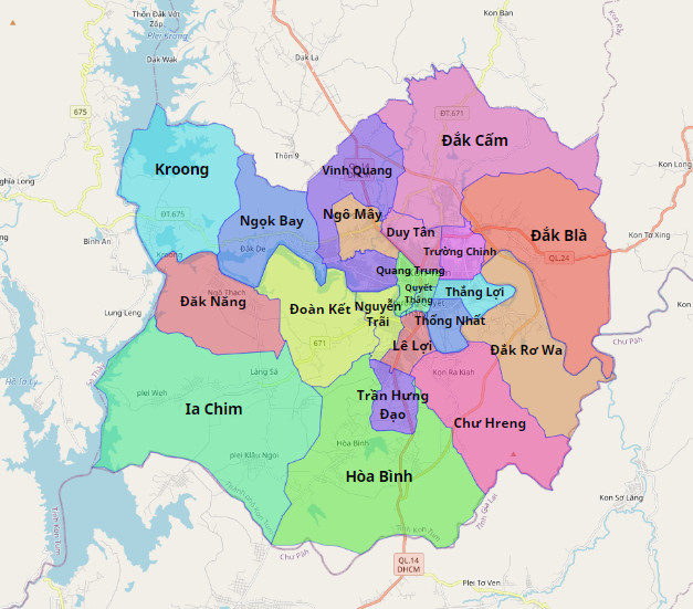 Bản đồ hành chính thành phố Kon Tum