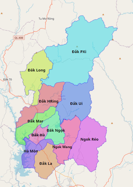Bản đồ hành chính huyện Đăk Hà