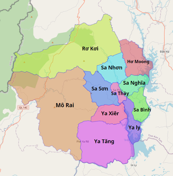 Bản đồ hành chính huyện Sa Thầy