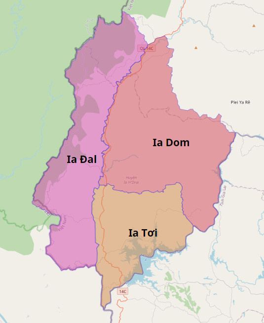 Bản đồ hành chính Ia H' Drai . huyện