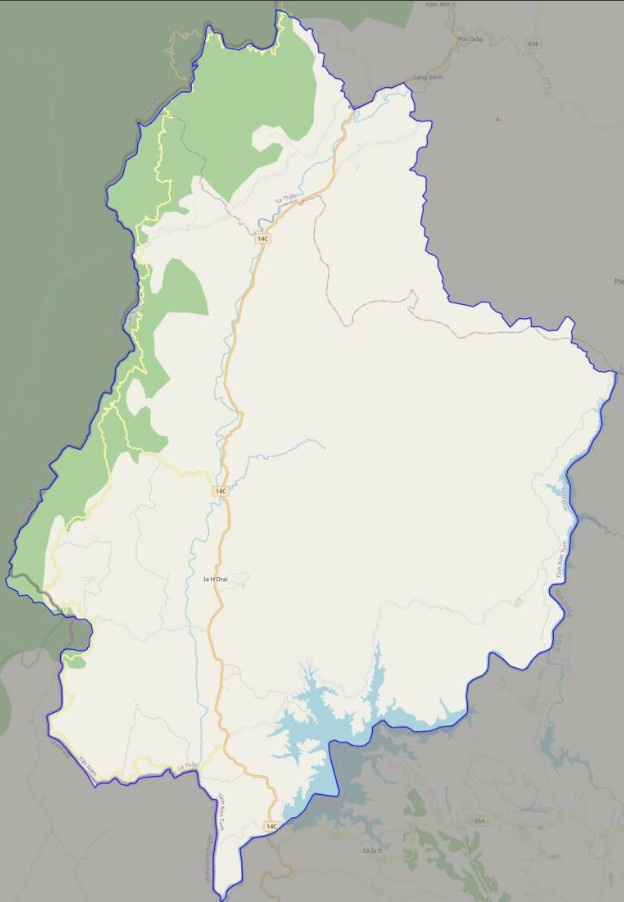 Bản đồ giao thông Ia H' Drai . huyện