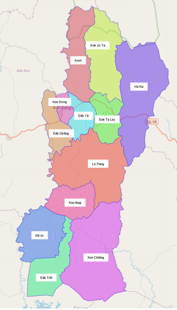 Bản đồ hành chính huyện Mang Yang