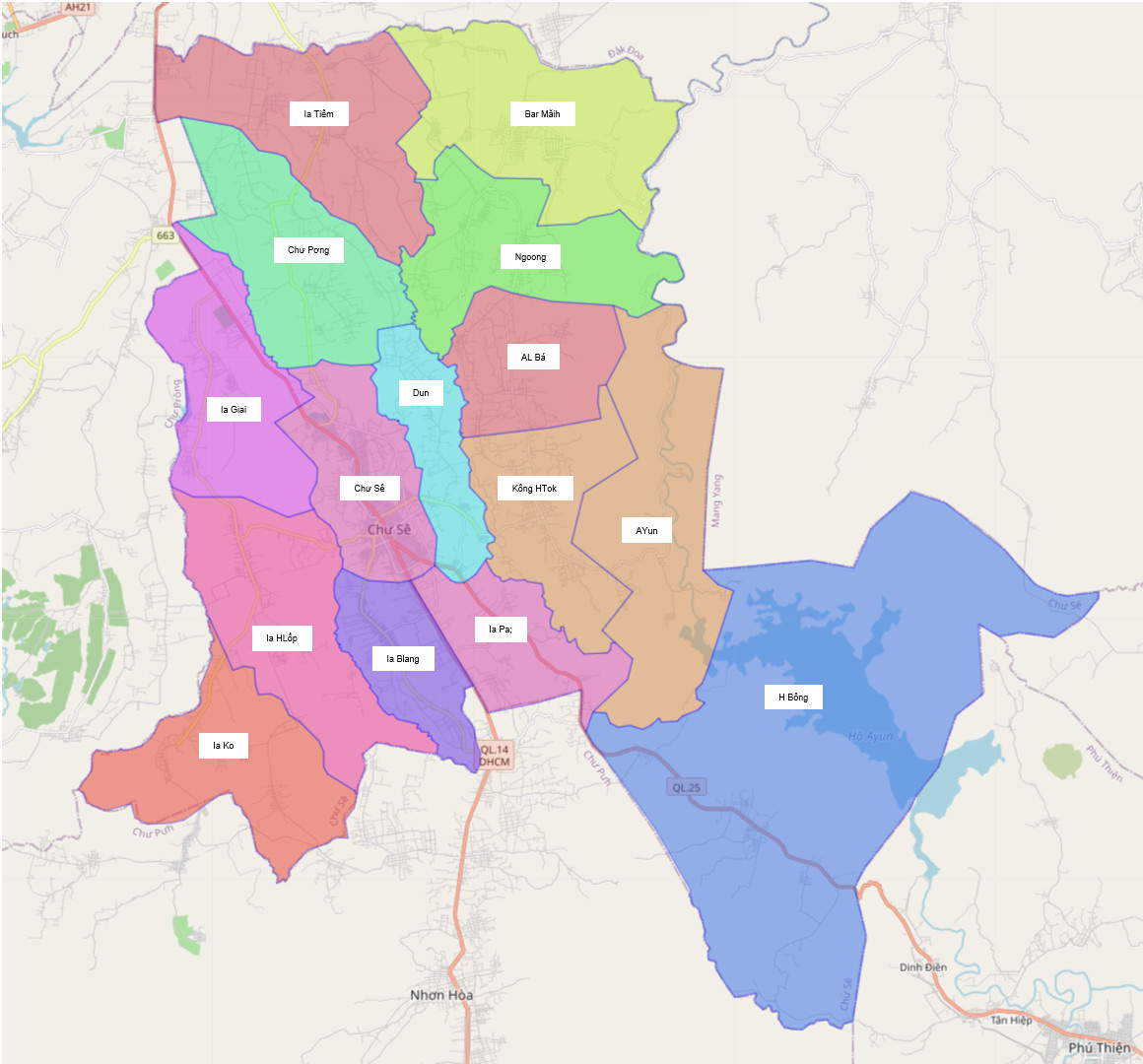 Bản đồ hành chính huyện Chư Sê