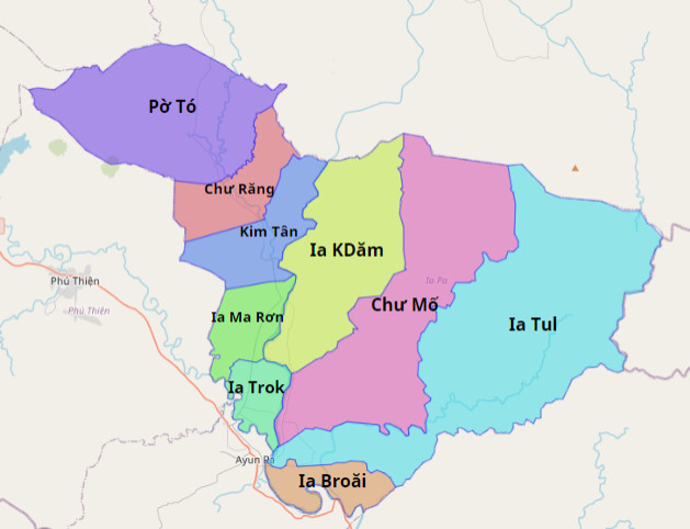 Bản đồ hành chính huyện Ia Pa