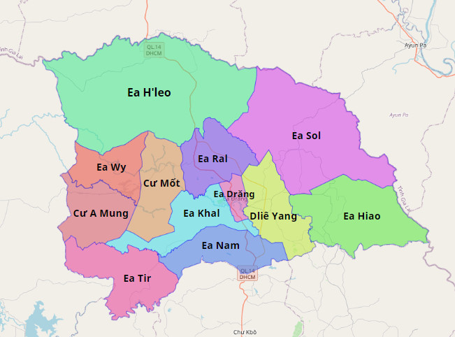 Bản đồ hành chính huyện Ea H'leo