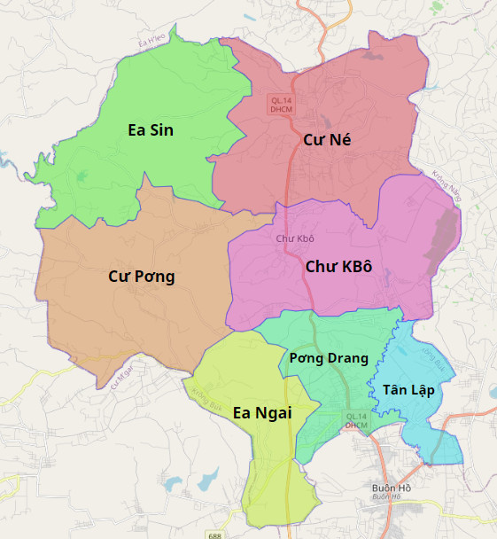Bản đồ hành chính huyện Krông Búk . huyện